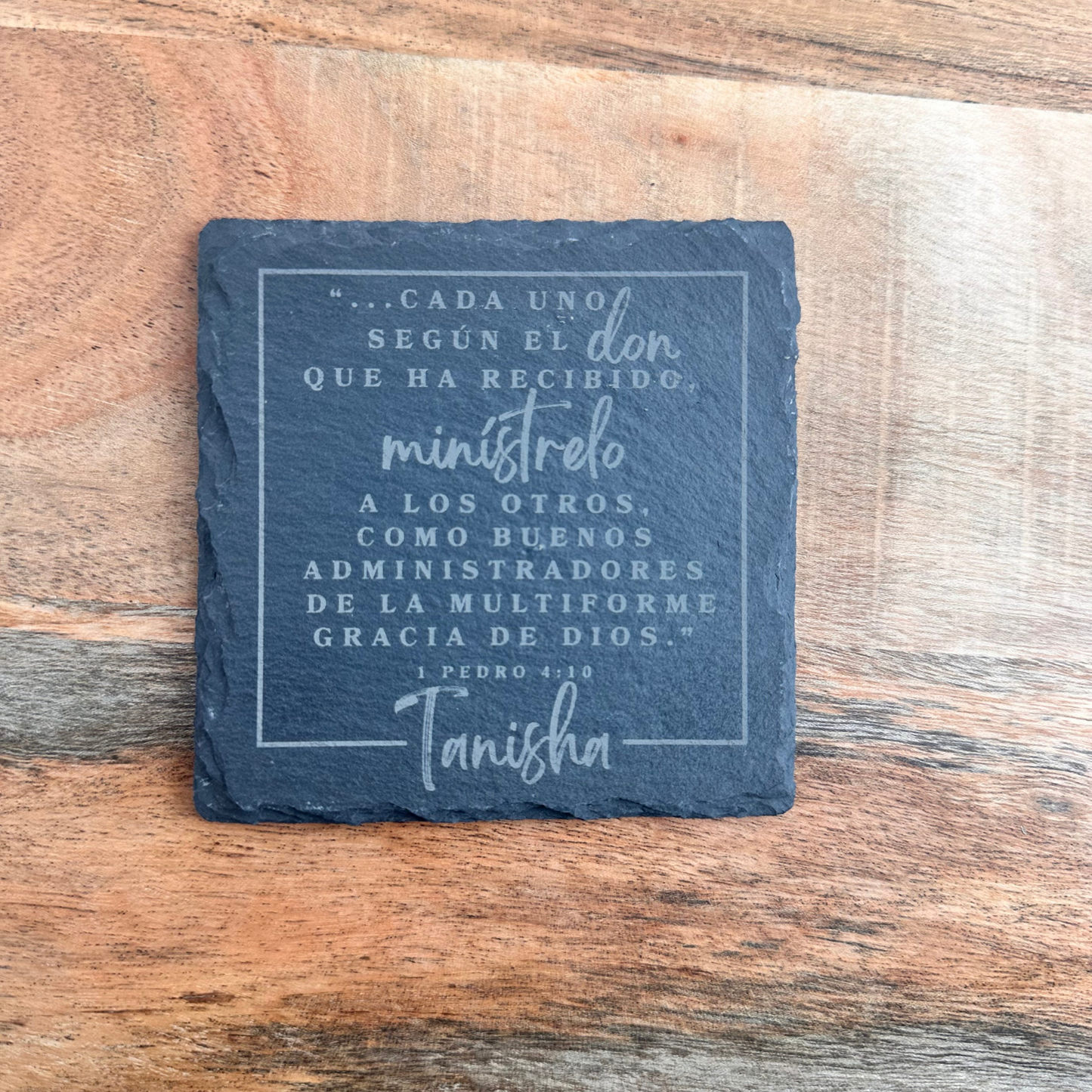 Spanish Ministry appreciation gift volunteer thank you gift for spanish-speaking church keepsake gift personalized scripture slate coaster
