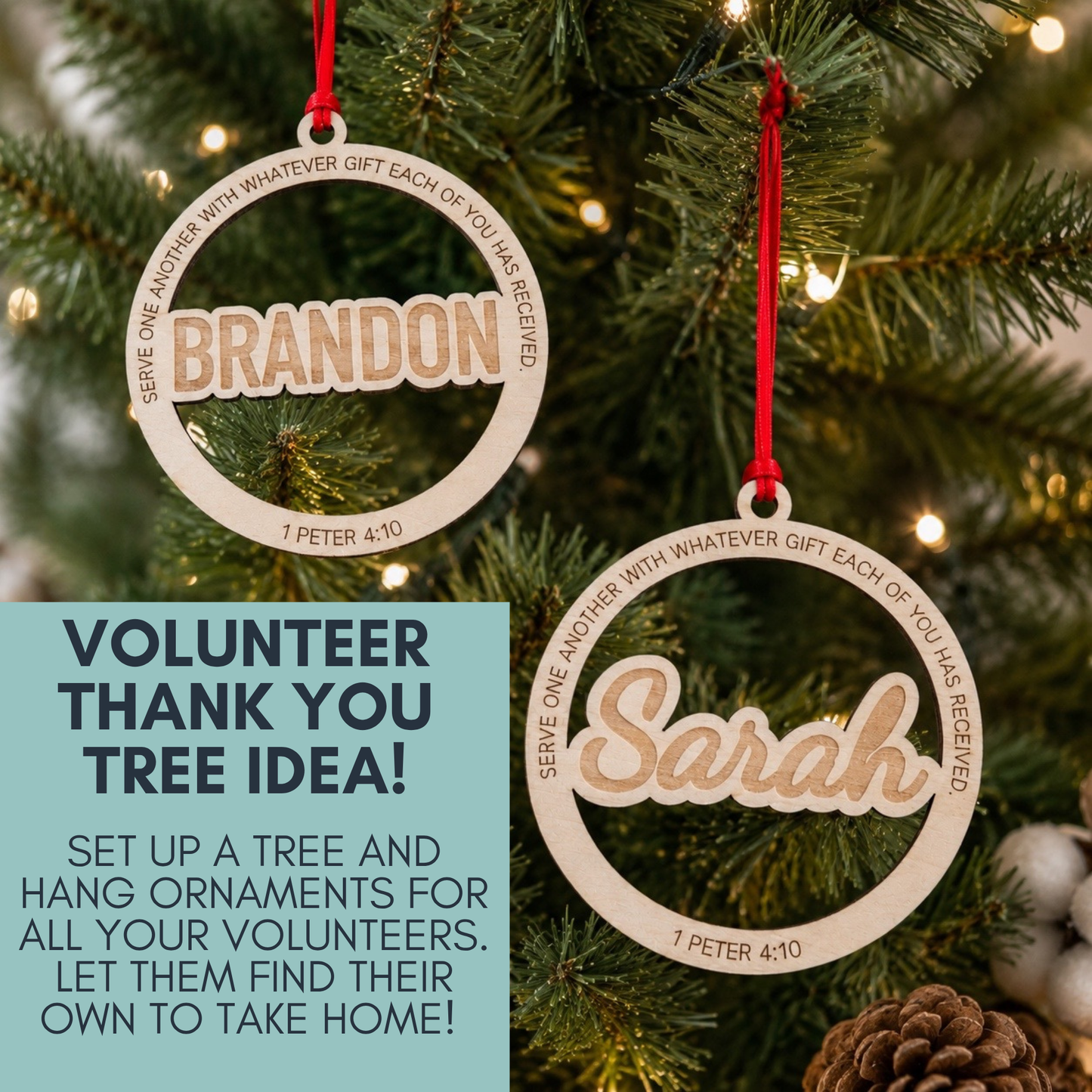 christmas volunteer appreciation gift personalized ornament for ministry volunteer name ornament Sunday school teacher christmas thank you