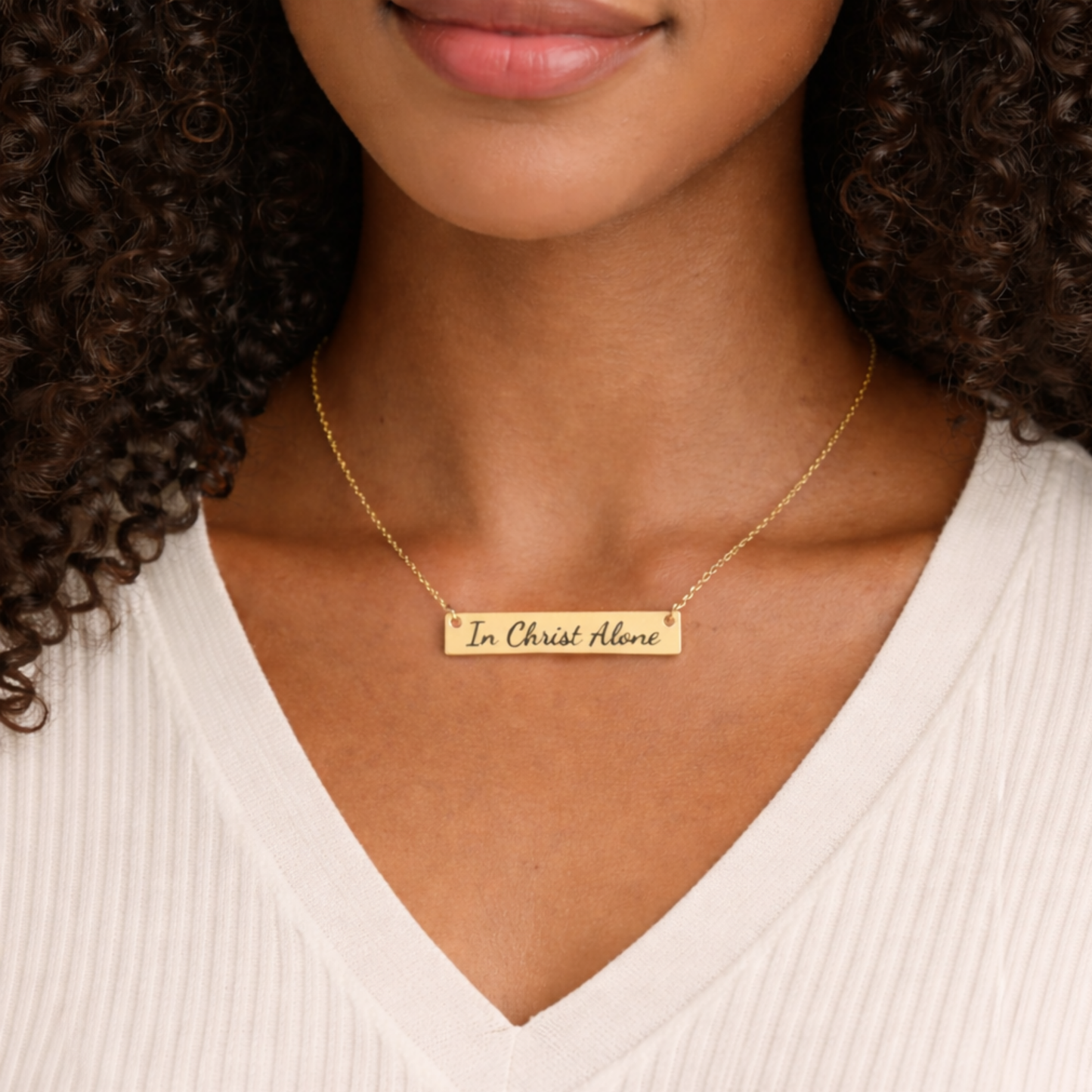 Gold Christian Jewelry for women Silver bar necklace pastors wife gift for church secretary