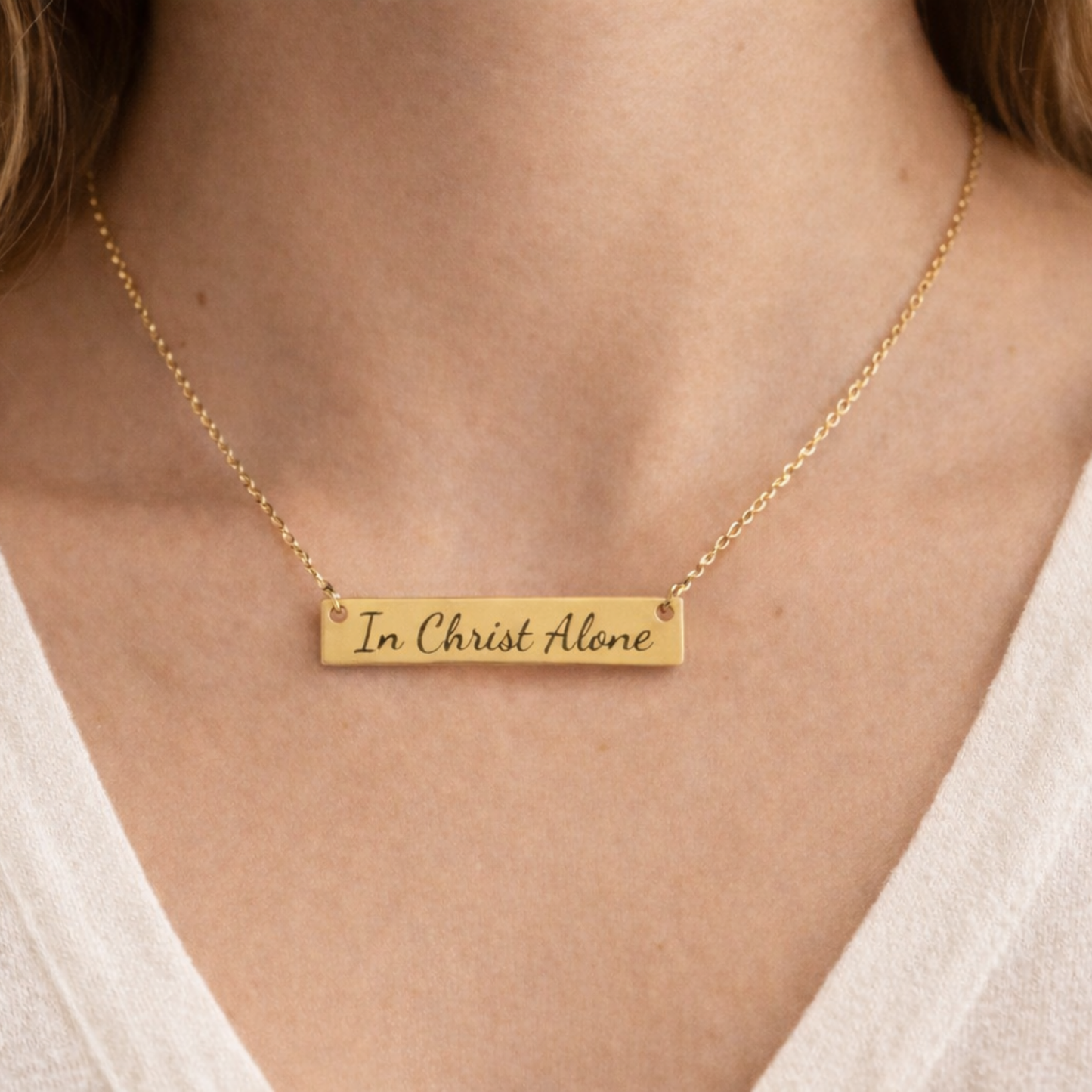 Gold Christian Jewelry for women Silver bar necklace pastors wife gift for church secretary