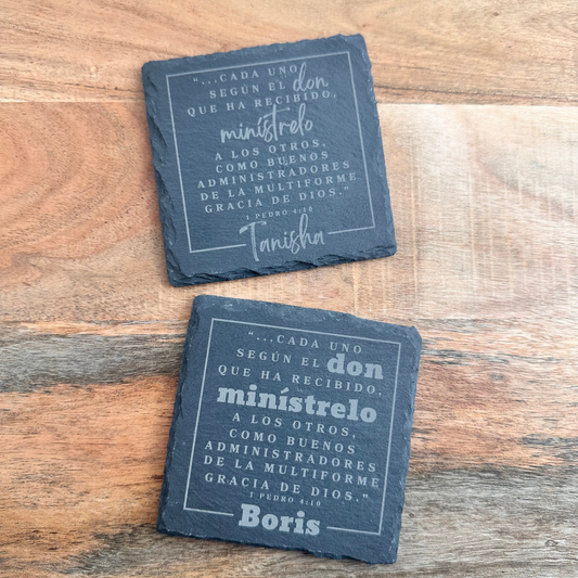 Spanish Ministry appreciation gift volunteer thank you gift for spanish-speaking church keepsake gift personalized scripture slate coaster