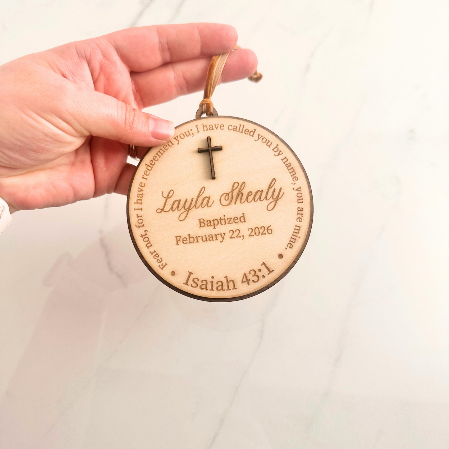 personalized baptism ornament for baby baptism keepsake for christening gift for baptism custom wooden name ornament infant baptism gift