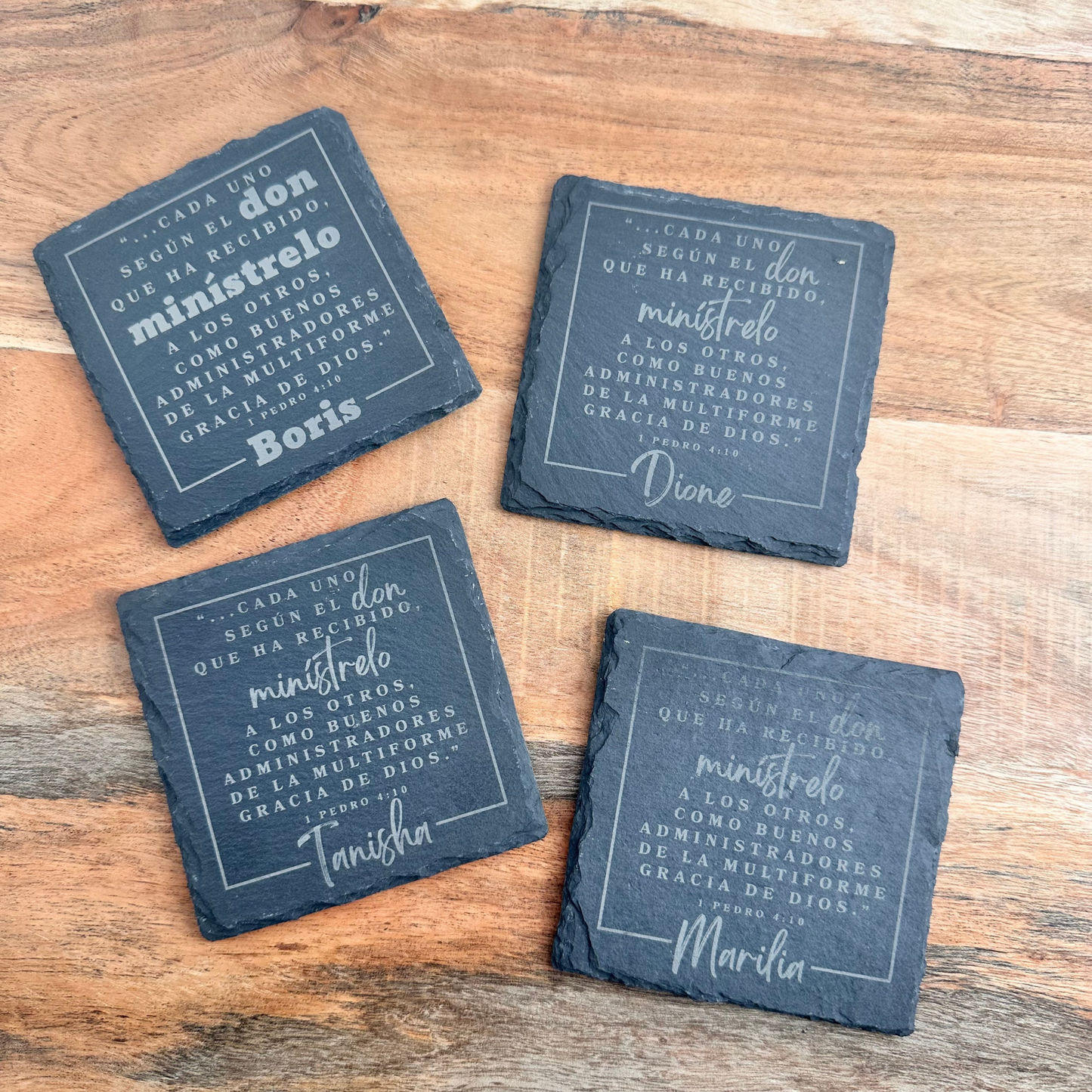 Spanish Ministry appreciation gift volunteer thank you gift for spanish-speaking church keepsake gift personalized scripture slate coaster