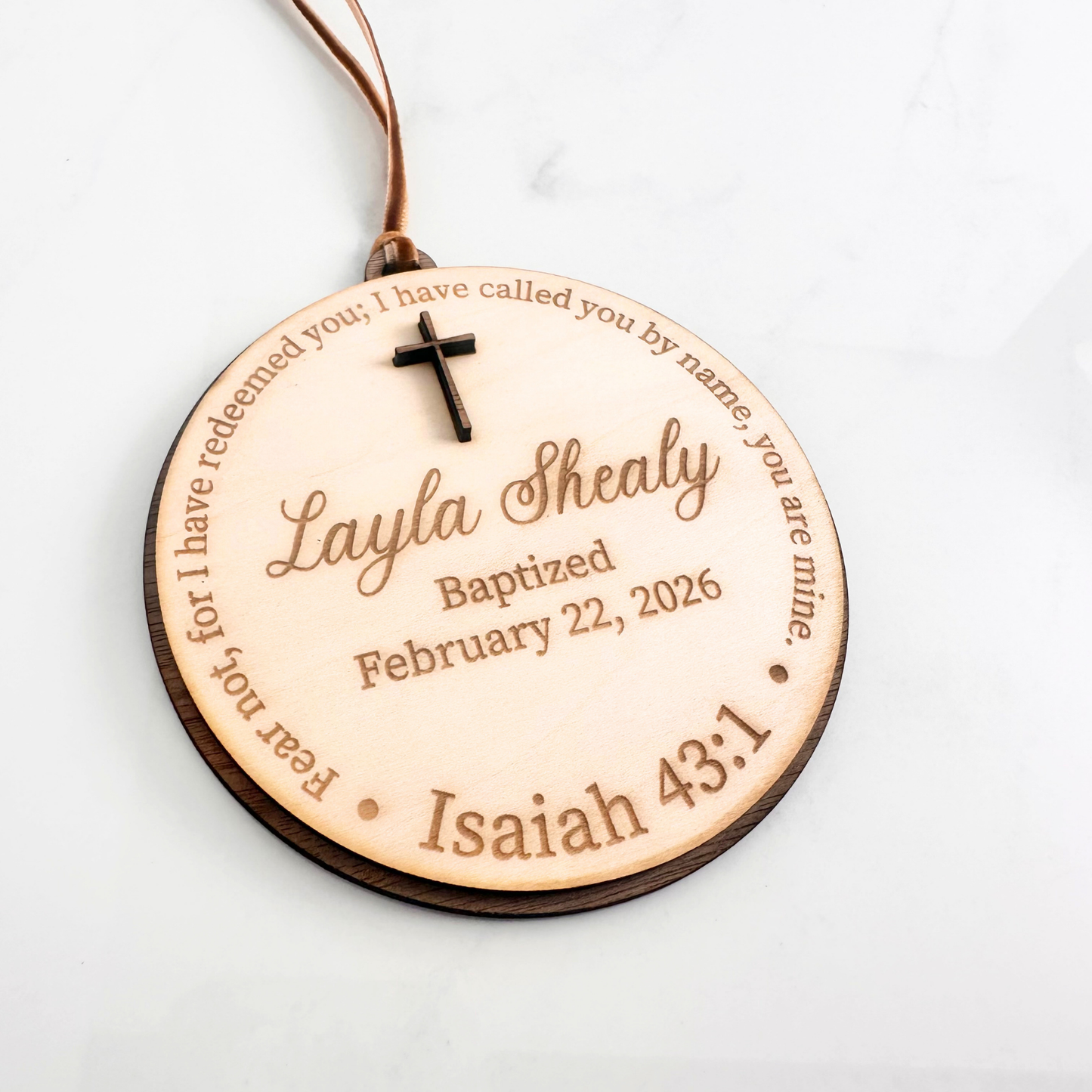 personalized baptism ornament for baby baptism keepsake for christening gift for baptism custom wooden name ornament infant baptism gift