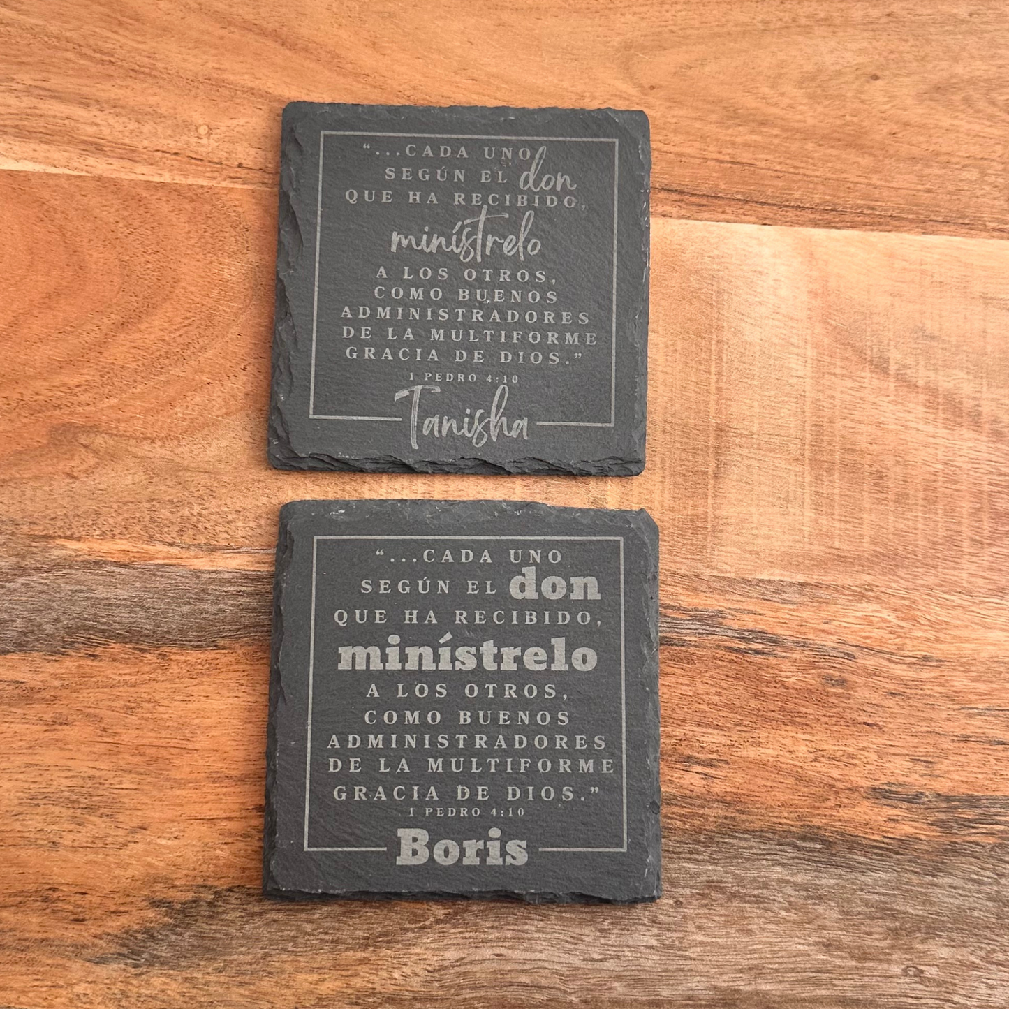 Spanish Ministry appreciation gift volunteer thank you gift for spanish-speaking church keepsake gift personalized scripture slate coaster